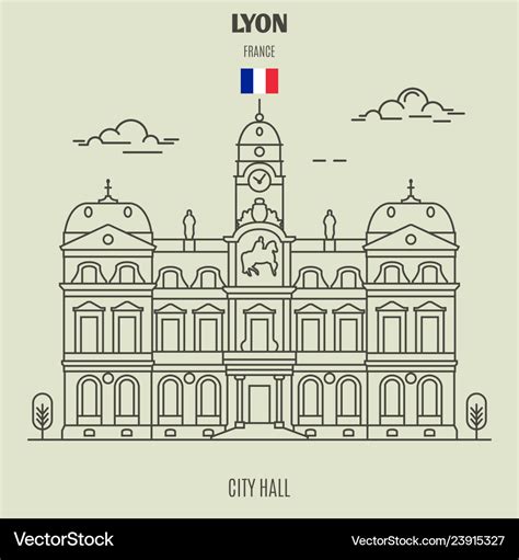 City hall in lyon Royalty Free Vector Image - VectorStock