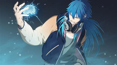 HD wallpaper: anime, anime boys, blue hair, long hair, headphones, DRAMAtical Murder | Wallpaper ...