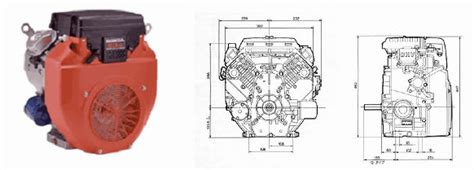 GX620 multipurpose engine manufactured by HONDA (Japan). Dimension ...