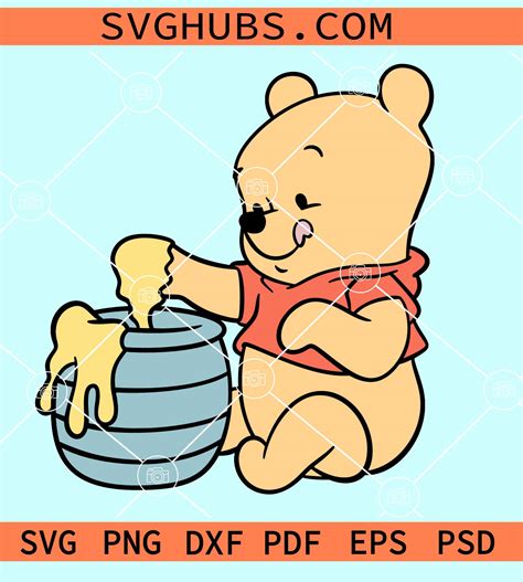 Winnie the pooh baby SVG, Baby Pooh eating honey svg, Winnie The Pooh SVG