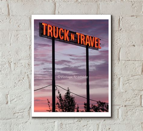 Vintage Truck Stop Neon Sign 8x10 Photo, Truck N Travel Coburg Oregon ...