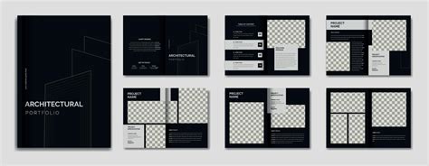 Architecture black portfolio design template, architecture and interior professional portfolio ...