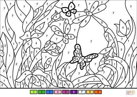 Nature Color By Number Coloring Pages Flowers Printable Flower | The Best Porn Website