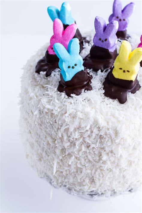 6-Layer (Or 3) Coconut Covered Chocolate Peeps Cake | halfbakedharvest.com Easter Food Crafts ...