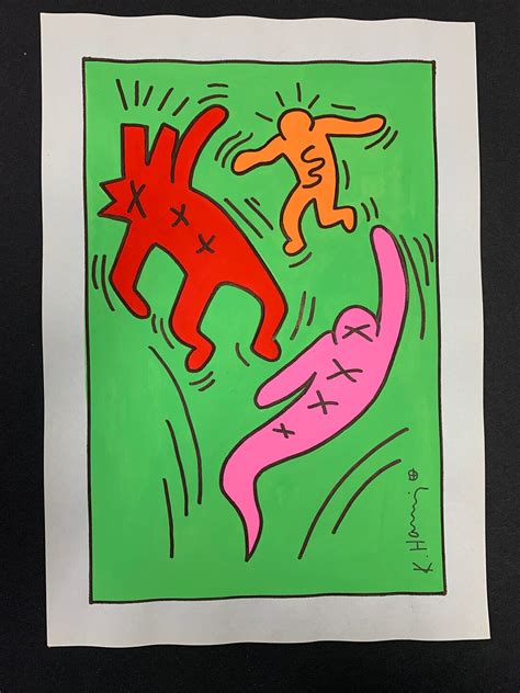 Vintage Keith Haring Pop Art Painting on Paper 11 X - Etsy