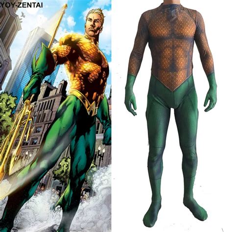 Movie Coser High Quality Custom Made Newest Hero Aquaman Suit Spandex Aquaman Suit Zentai Hero ...