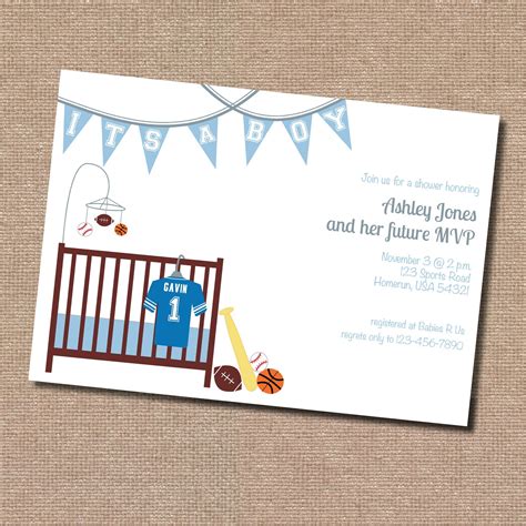 Sports Theme Baby Shower Invitation Digital by DormineyDesigns