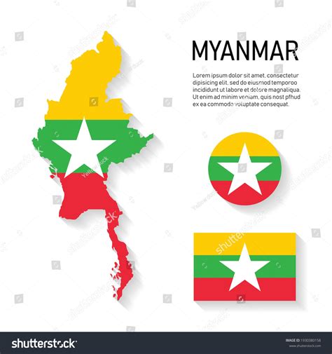 Detailed Colorful Flag Map Myanmar Myanmar Stock Vector (Royalty Free) 1930380158 | Shutterstock