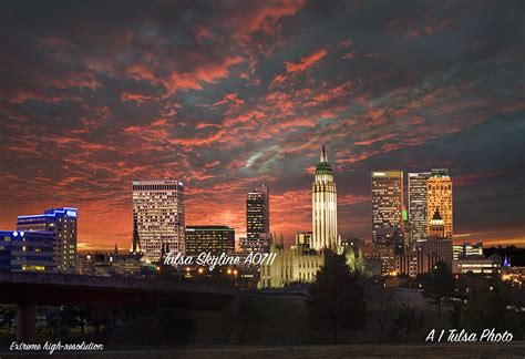 Tulsa Oklahoma skyline picture at night. Tulsa has world-class cultural attractions, including ...