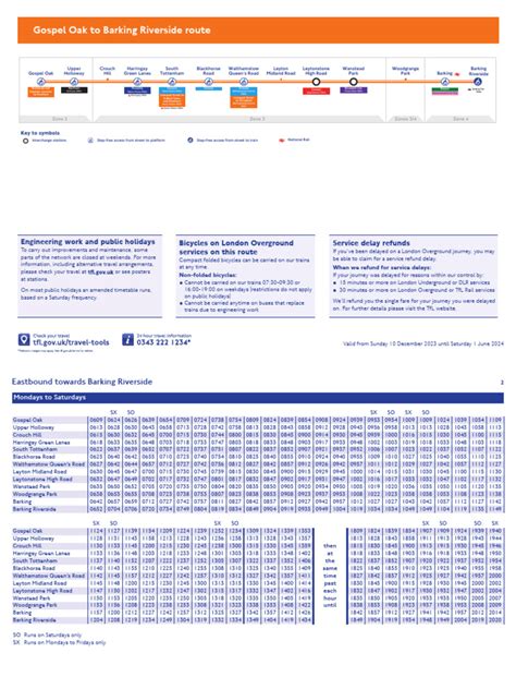 Gospal Oak To Barking London Overground Timetable Dec To June 2024 | PDF