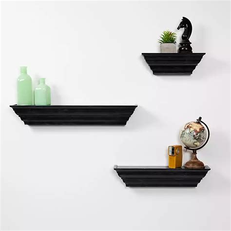 black floating shelves