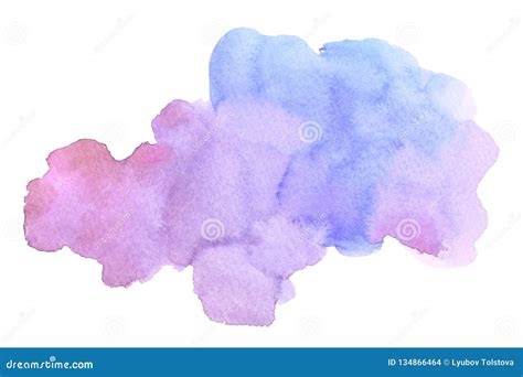 Abstract Watercolor Blue Purple Brush Stroke with Stains on White Background Stock Illustration ...