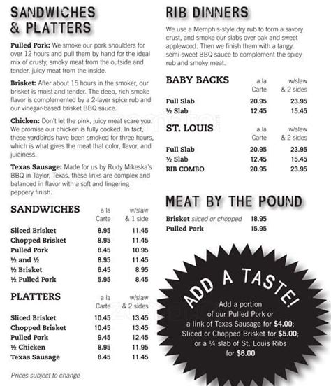 Smoque BBQ Menu, Menu v reštaurácii Smoque BBQ, North Center, Chicago ...