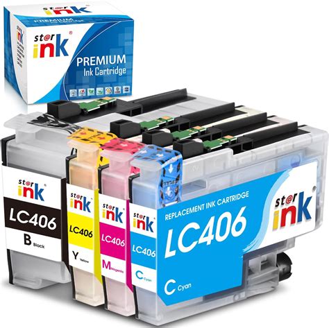 LC406 Ink Cartridges Compatible Brother Set, 4-Pack