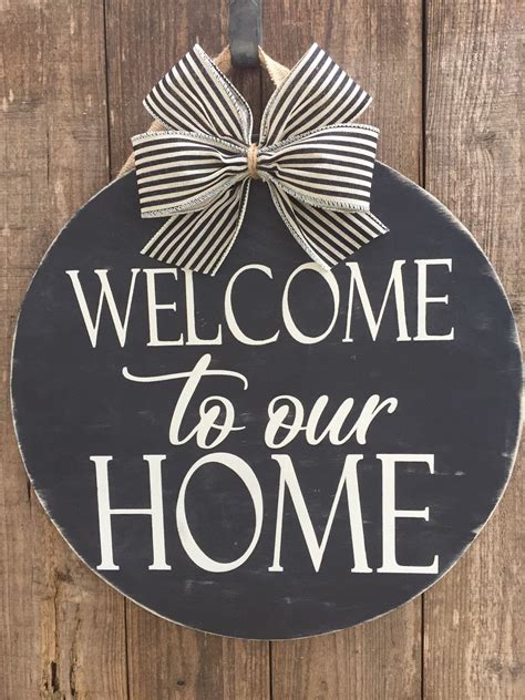 Welcome To Our Home Door Hanger Front Door Rustic | Etsy | Welcome signs front door, Porch signs ...