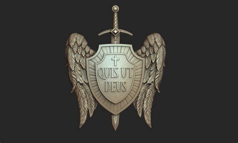 Archangel Michael Shield Pendant 3D model 3D printable | CGTrader