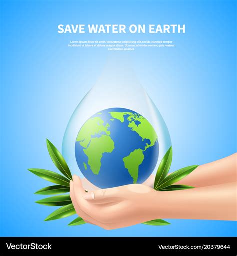 Save water on earth advertising poster Royalty Free Vector