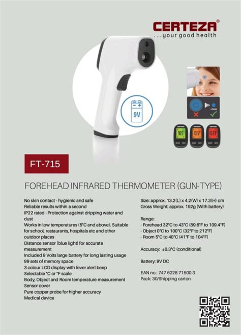 Certeza FT-715 Forehead Infrared Thermometer