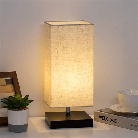 Bedside Table Lamp - Modern Nightstand Lamp, Minimalist Bedside Desk Lamp with Square Fabric ...