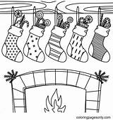 Christmas Stocking Fireplace Coloring Page  Free Printable Pages sketch template
