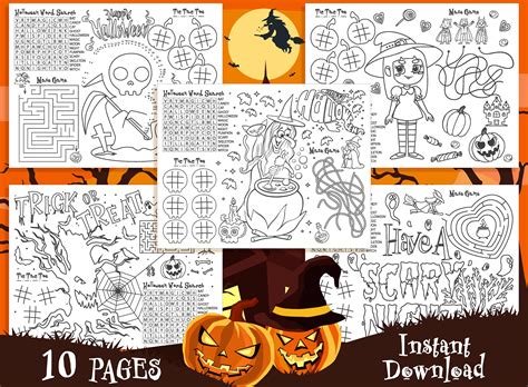 Halloween Placemats, 10 Halloween Printable Placemats for Kids, Boys ...