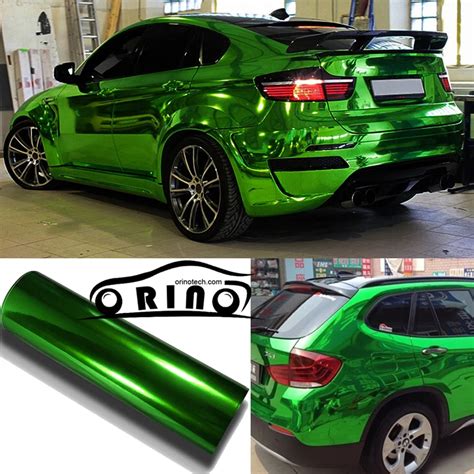 1.52x20m/Roll Premium Stretchable Green Mirror Chrome Vinyl Wrap Car Wrapping Chrome Film Chrome ...