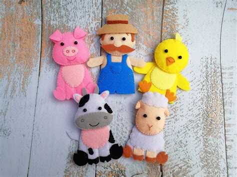 Old MacDonald farm animals set Finger puppets Farmer toy Felt | Etsy