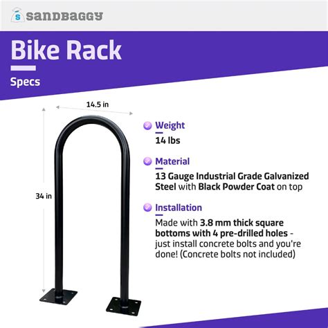 Outdoor Bike Rack | U Bike Rack, In Ground, Commercial (Black) - Sandbaggy