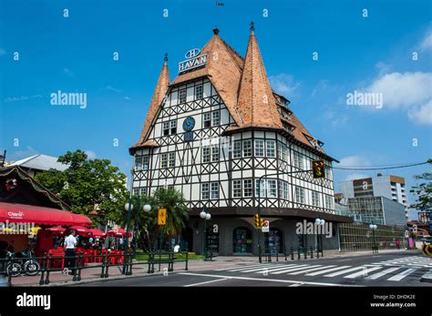 Colonial architecture in the German town of Blumenau, Brazil Stock ...