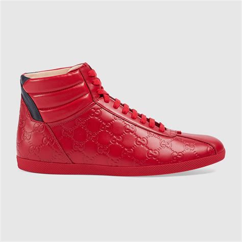 Gucci Signature high-top sneaker in Hibiscus red Gucci Signature ...