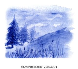 Forest Landscape Watercolor Painting Stock Illustration 215506771 ...