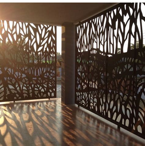 beautiful sun shade panels in wood with carved leaf pattern | Privacy screen outdoor, Fence ...