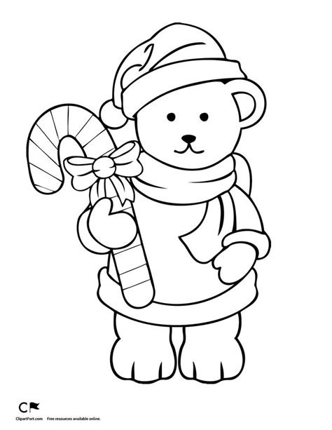 Christmas Bear Coloring Pages | Teddy bear coloring pages, Bear ...