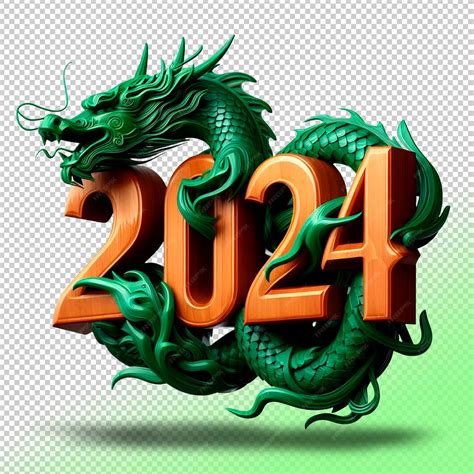 Premium PSD | Psd symbol of year 2024 green wooden dragon on a ...