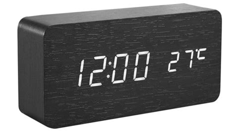 This LED Alarm Clock Is Made Almost Entirely of Black Wood