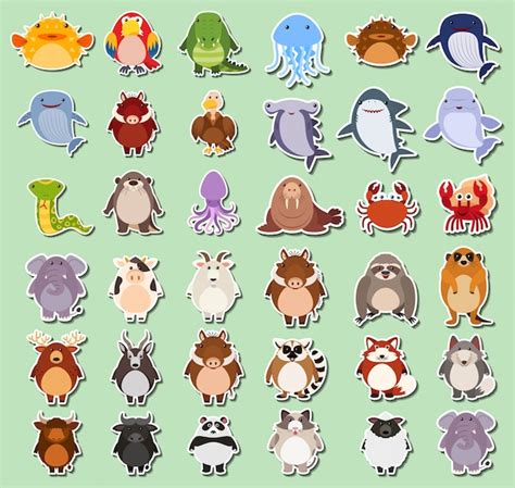 Free Vector | Set of animals sticker