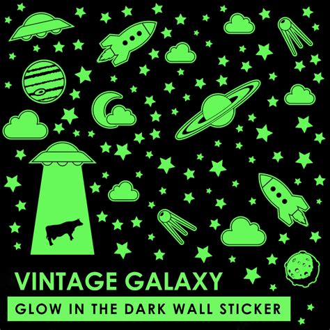 Kids room Vintage Galaxy Glow in the Dark Luminescent Set of Self ...