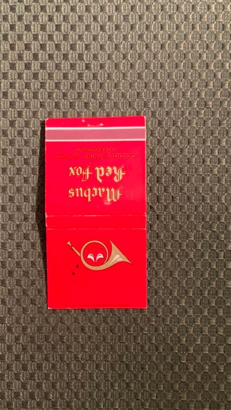 Vintage Matchbook Machus Red Fox Restaurant Birmingham - Etsy