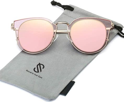 SOJOS Fashion Polarized Sunglasses for Women UV400 Mirrored Lens SJ1057 with Rose Gold Frame ...