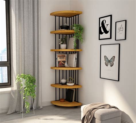 Solid Wood Corner Bookshelf Small Shelving Unit Minimalist - Etsy