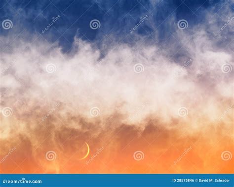 Crescent Moon and Clouds stock photo. Image of dramatic - 28575846