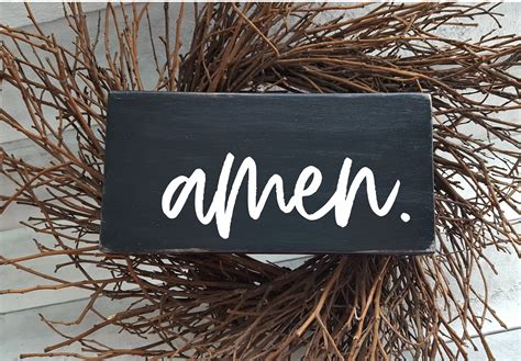 Small Wood Accent Sign / amen. / Distressed / 3.5 x | Etsy