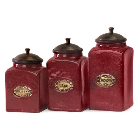 6 Inch Red Ceramic Lidded Canister in 2020 | Ceramic canister set, Red kitchen canisters, Coffee ...