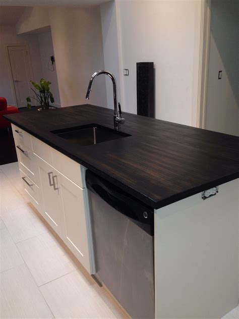 Ebony butcher block island | Butcher block countertops kitchen, Butcher ...