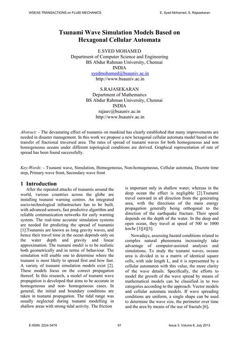 Tsunami Wave Simulation Models Based on Hexagonal Cellular Automata | PDF