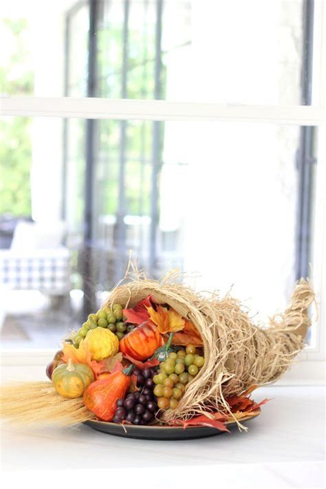 filled cornucopia | Thanksgiving centerpieces diy, Decor, Decoration piece