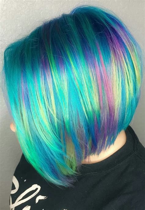 Dyed hair | Short rainbow hair, Hair styles, Short hair color