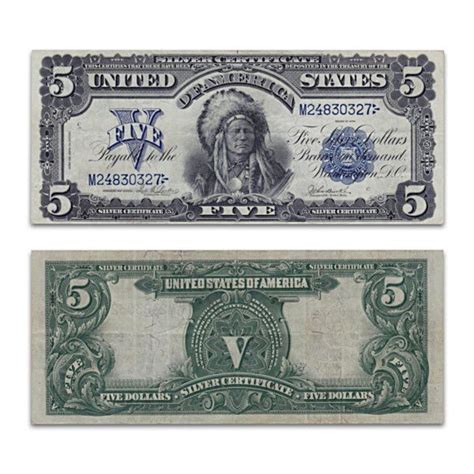 1899 $5 Silver Certificate: Indian Chief Note Currency | Silver ...