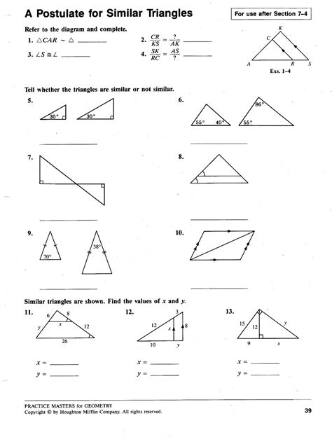 Congruence And Similarity Worksheet