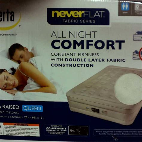 Serta Never Flat Fabric Series Raised with Internal Pump and Plush Air Mattress- 18 Queen (Beige ...